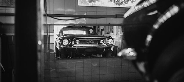 Classic car in a garage